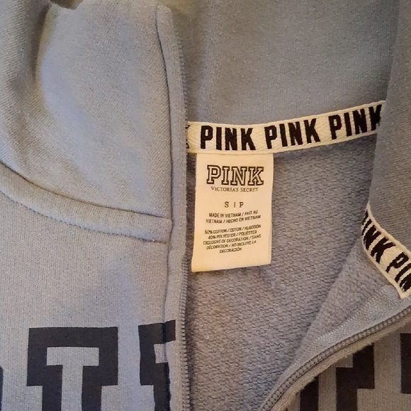 Victoria's Secret PINK Light Blue Quarter-Zip - Picture 2 of 2